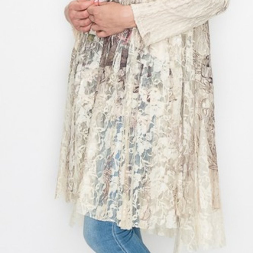 NEW COWBOY HAT CARDIGAN COWGIRL TUFF LACE DUSTER western bohemian sweater SM-3XL - Picture 7 of 8